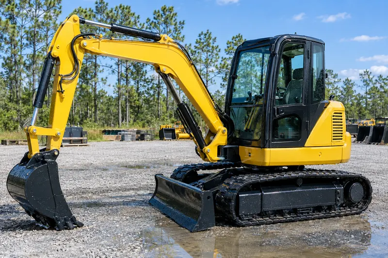 After: a compact excavator, cleaned